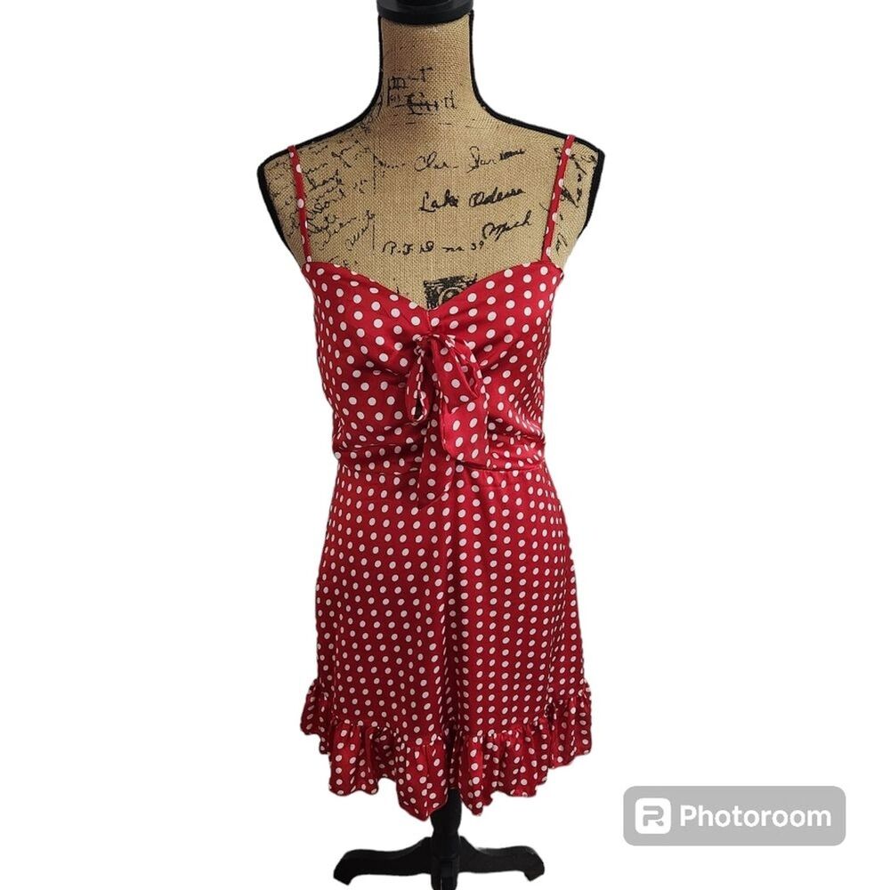 Parisian Polka Dot Mini Ruffle Dress Wmns SZ 8 NWT Sweetheart Vintage Retro Sexy